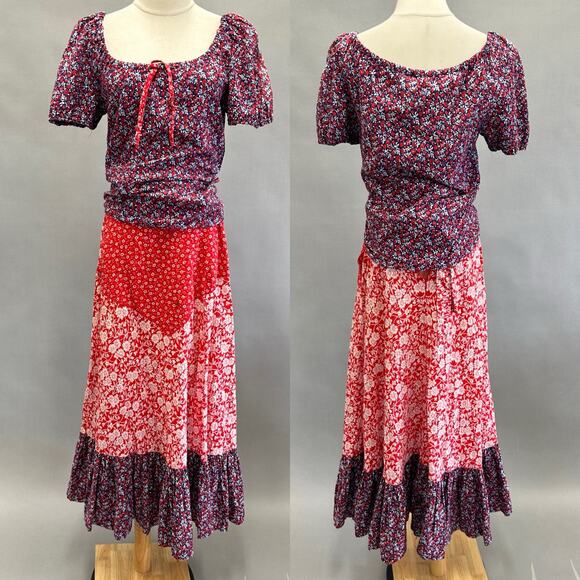 Vintage 70s Fadoosie western peasant style skirt and top set size 7 square dance - Picture 12 of 16